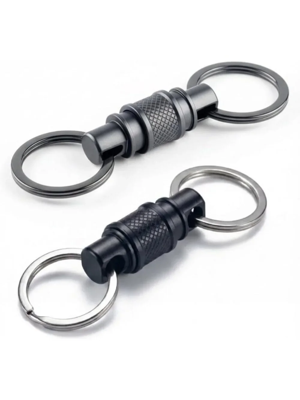 Heavy Duty Stainless Steel Keychain Set - Quick Release Swivel Clips, 2-Pack